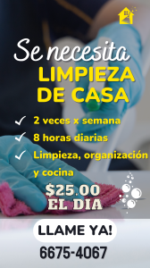 Se necesita servicio de limpieza