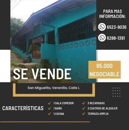 ¡¡¡ Se vende Casa URGENTE en San Miguelito Panamá precio negociable !!!